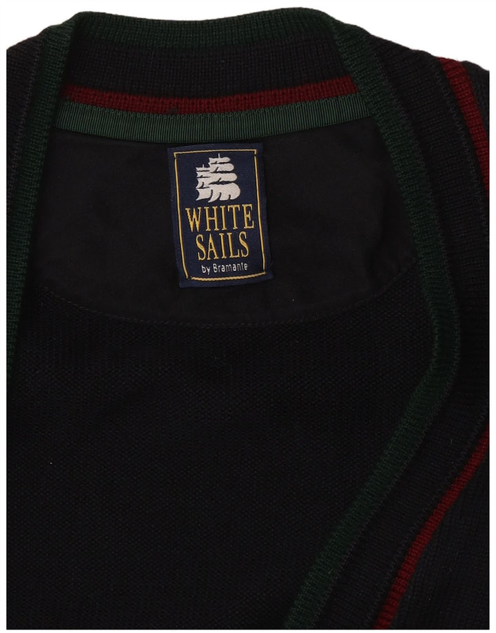 White Sails Herre Cardigan Sweater Large Navy Blue