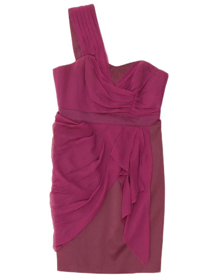 Karen Millen Womens One Shoulder Dress UK 12 Medium Purple Polyester