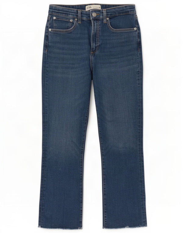 Zara Womens Crop Straight Jeans EU 38 Small W28 L25 Blue Cotton