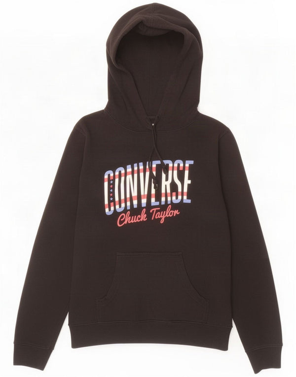 Converse Dame All Star Graphic Hoodie Jumper UK 14 Medium Black Cotton