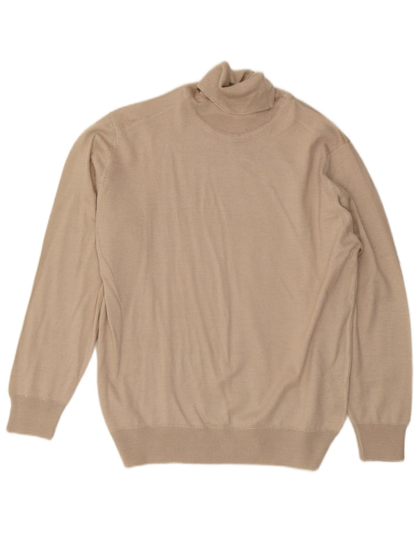 Vintage Herre rullehals sweater medium beige uld