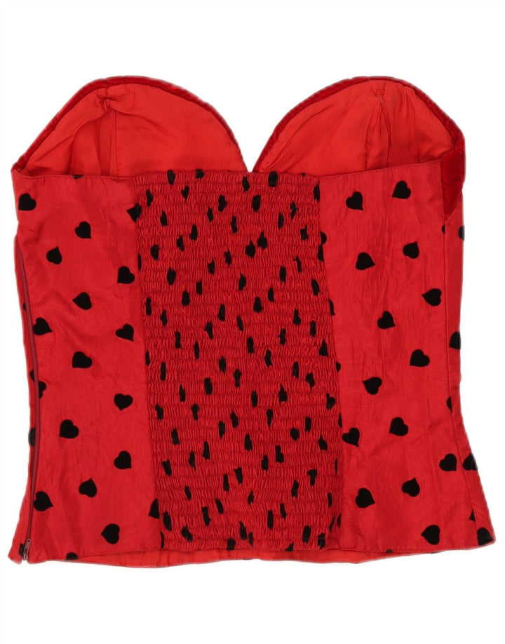 Vintage Dame Stropløs Top UK 10 Small Red Heart