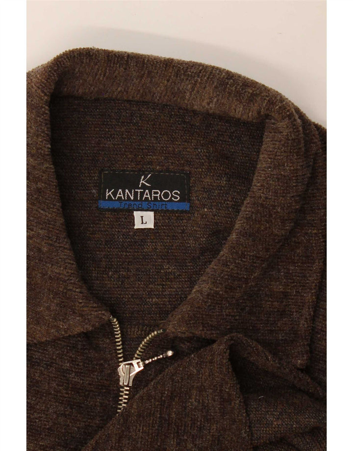 Kantaros Herre skjorte med lynlås, stor brun