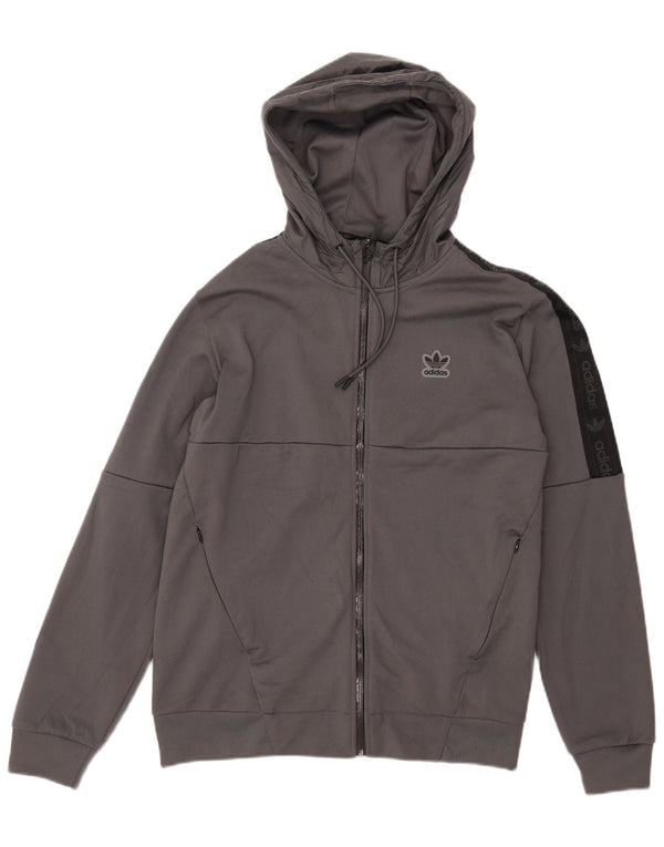 Adidas Hættetrøje med lynlås til mænd mellemgrå Colourblock Polyester