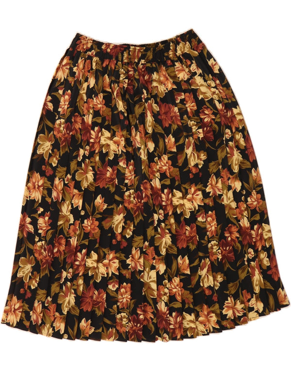 ST MICHAEL Kniv plisseret nederdel til kvinder UK 18 XL W36 Brun blomsterpolyester
