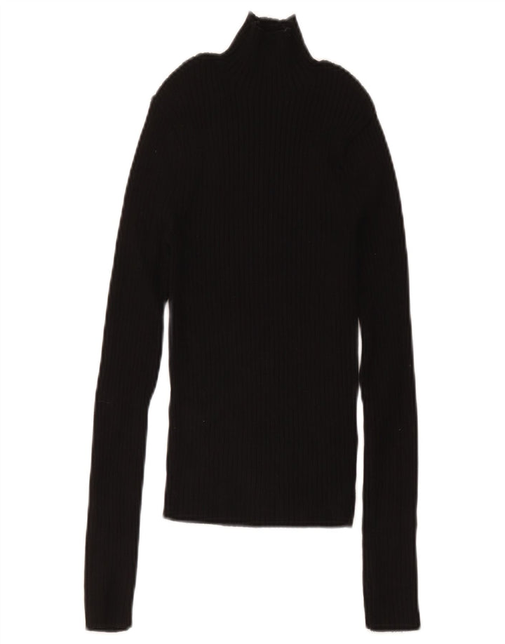 Zara Womens Crop Top Langærmet UK 12 Medium Black Viscose