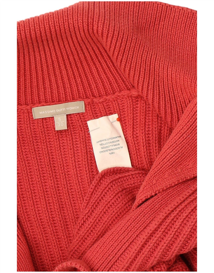 Massimo Dutti Dame Cardigan Sweater UK 10 Lille Rød Bomuld