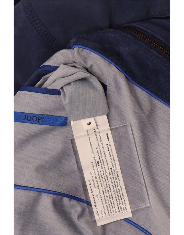 Joop Herre Ruskind Bomber Jacket IT 48 Medium Blue Colourblock Læder