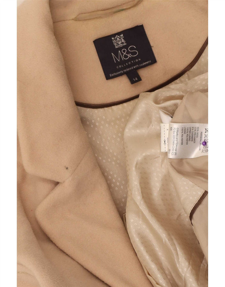 Marks & Spencer Dameoverfrakke UK 14 Medium Beige Uld