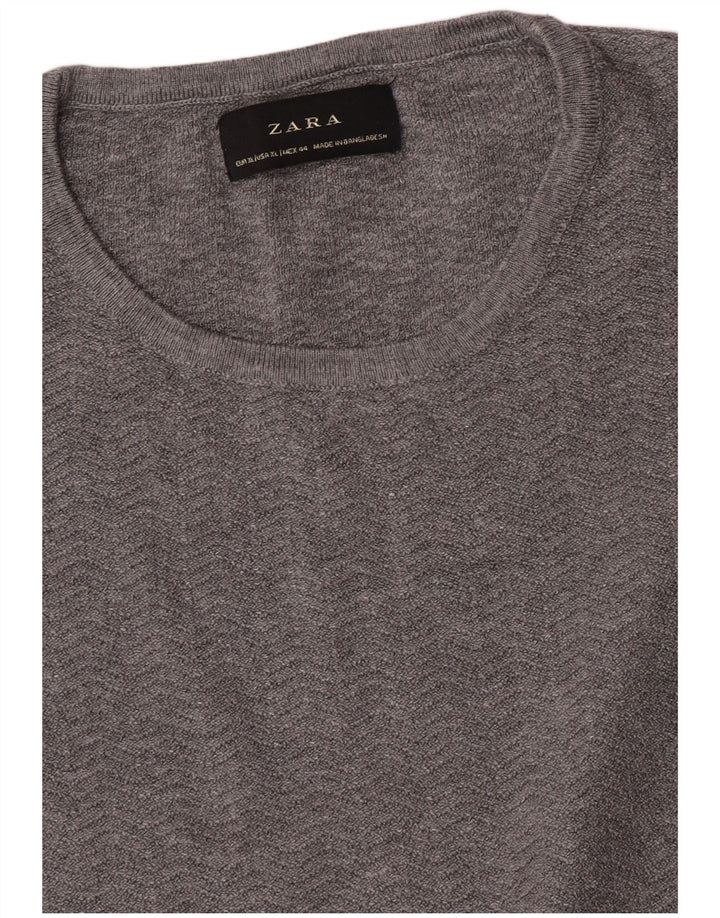 Zara Herre sweater med rund hals XL Grå