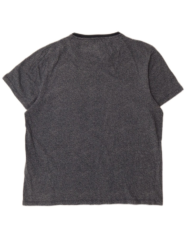 Ted Baker Herre T-shirt Top Størrelse 4 Large Navy Blue Flecked Bomuld