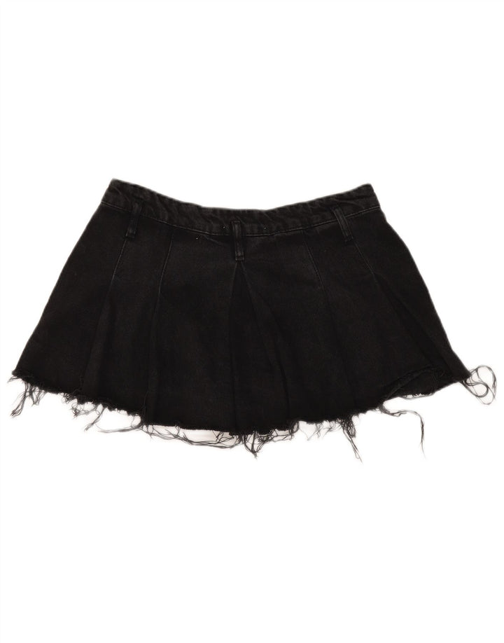 Zara Dame Mini Denim Nederdel Medium W32 Sort Bomuld