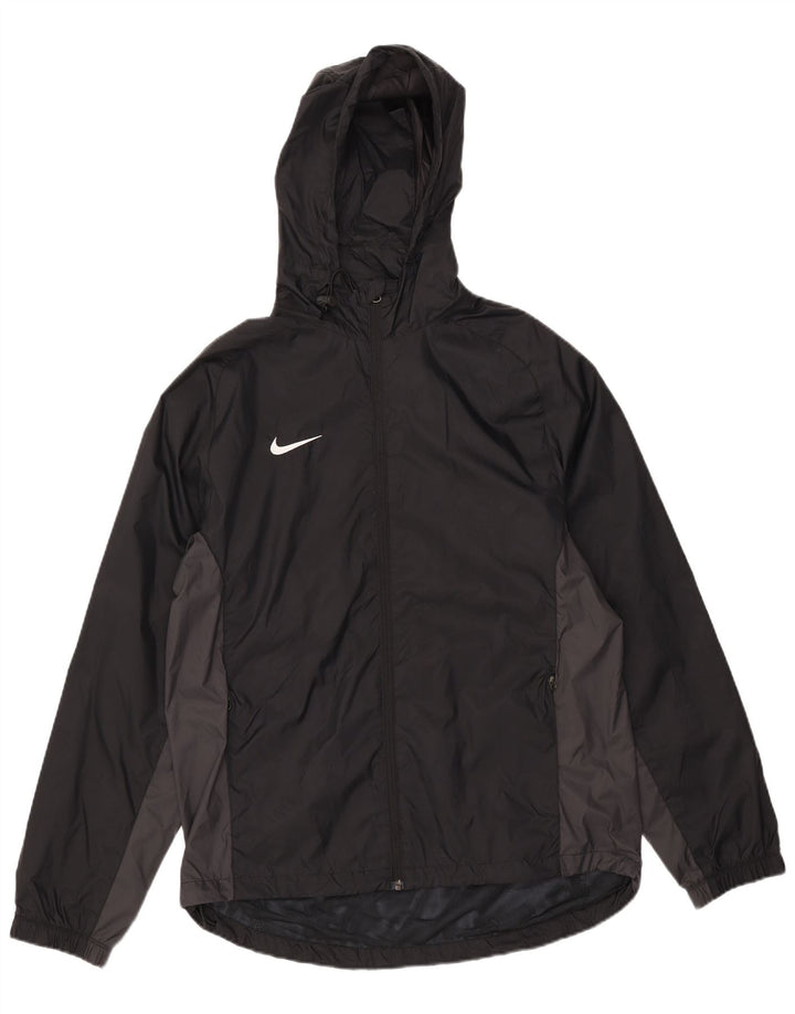 Nike Regnjakke med hætte til mænd UK 38 Medium Sort Colourblock Nylon