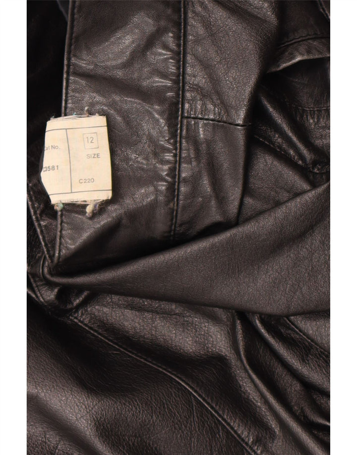 Vintage dame militær læderjakke UK 12 medium sort læder