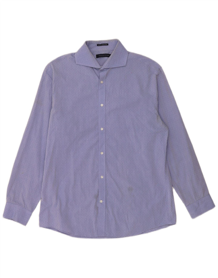 Tommy Hilfiger Herre Slim Fit Skjorte Størrelse 16 Stor Blå Geometrisk