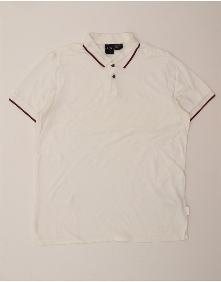 ARMANI EXCHANGE Herre poloshirt XL Hvid Bomuld