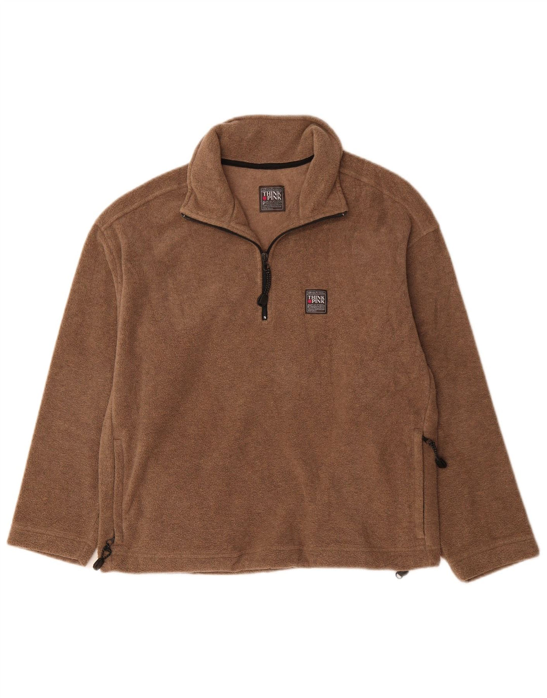 Tænk Pink Dame Zip Neck Fleece Jumper UK 14 Medium Brown Polyester