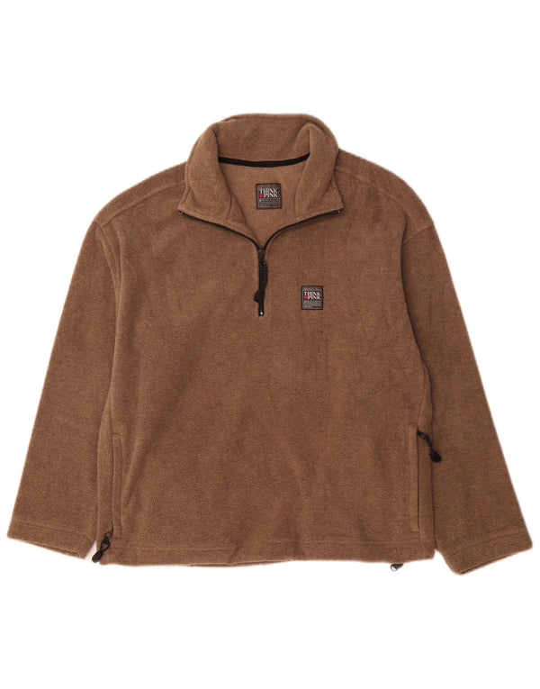 Tænk Pink Dame Zip Neck Fleece Jumper UK 14 Medium Brown Polyester