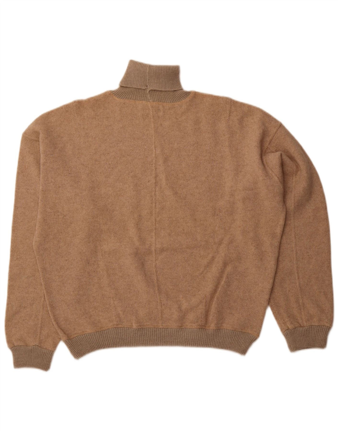 VINTAGE Dame Oversized rullehals sweater UK 18 XL Beige Uld