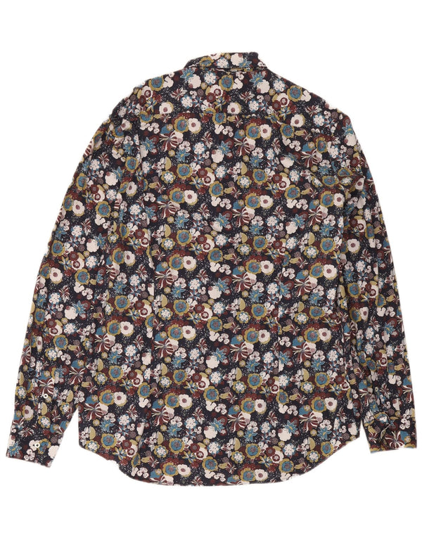 Vintage herreskjorte størrelse 43 XL Flerfarvet blomsterbomuld