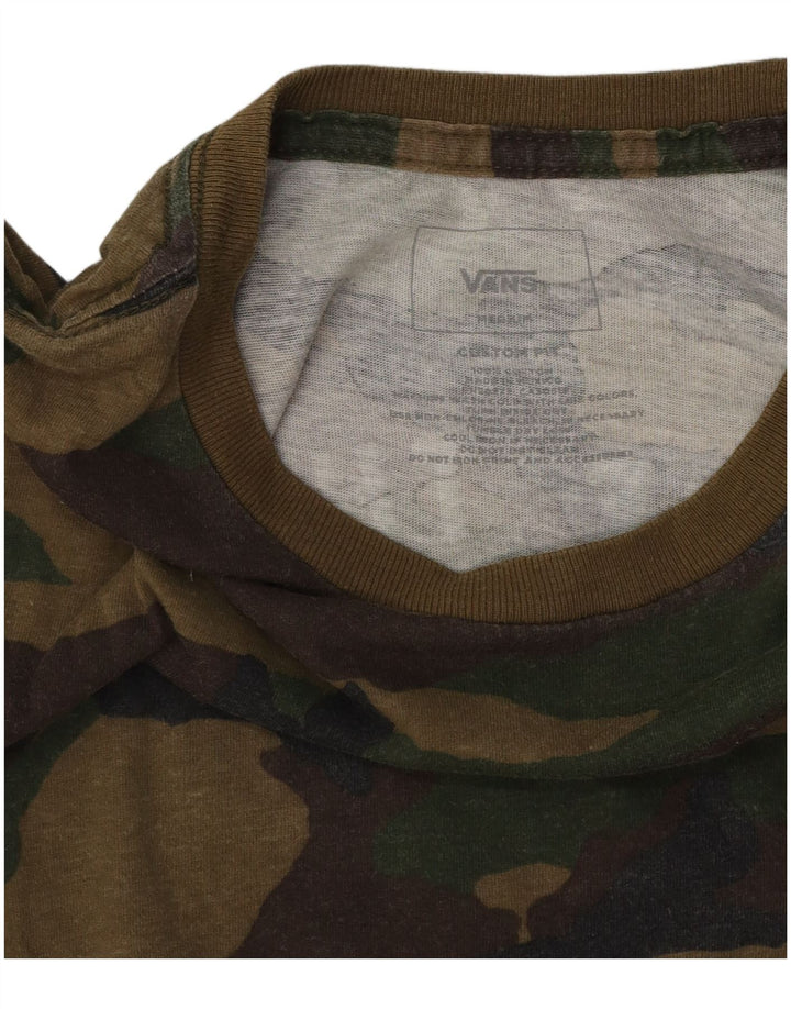 Vans Herre Custom Fit Grafisk T-shirt Top Medium Khaki Camouflage Bomuld