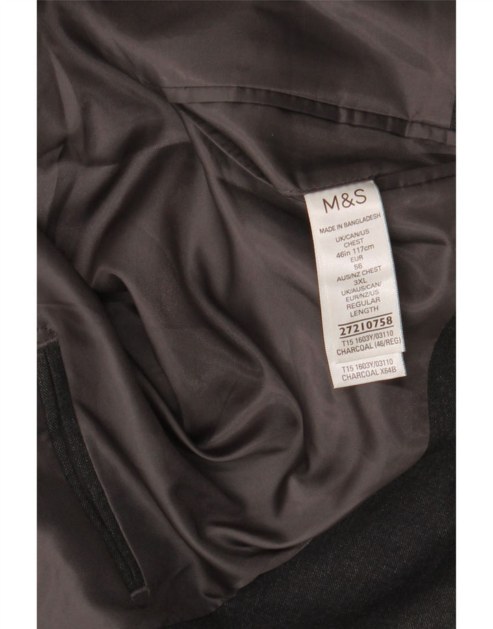 Marks & Spencer Herre 2-knaps blazerjakke UK 46 3XL Grå Polyester