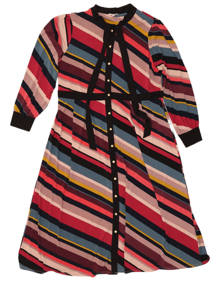 MONSOON Dame Front Tie Maxi Dress UK 18 XL Flerfarvet Stribet