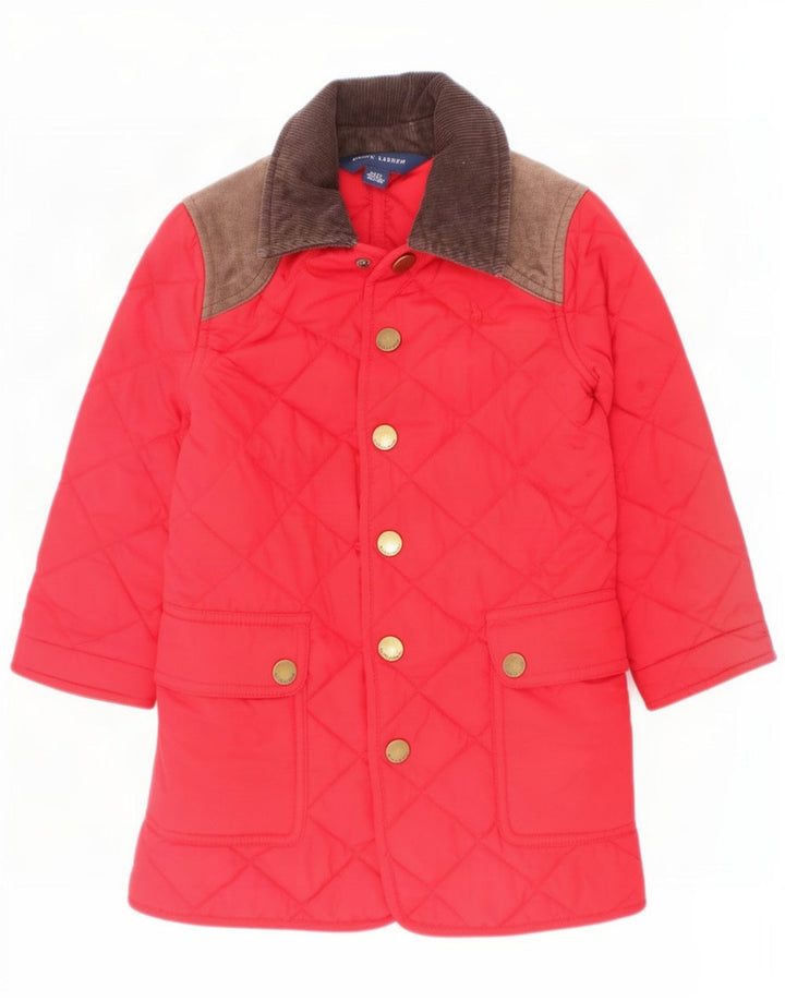 Ralph Lauren Quiltet overfrakke til piger 2-3 år Rød Colourblock Polyester