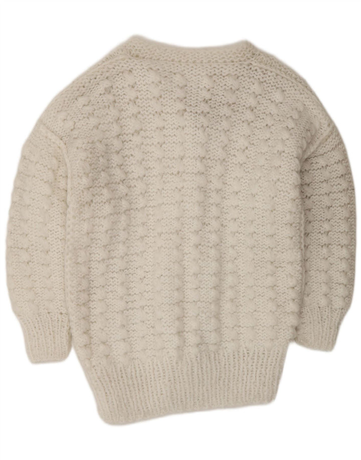 VINTAGE Dame Cardigan Sweater UK 14 Medium White