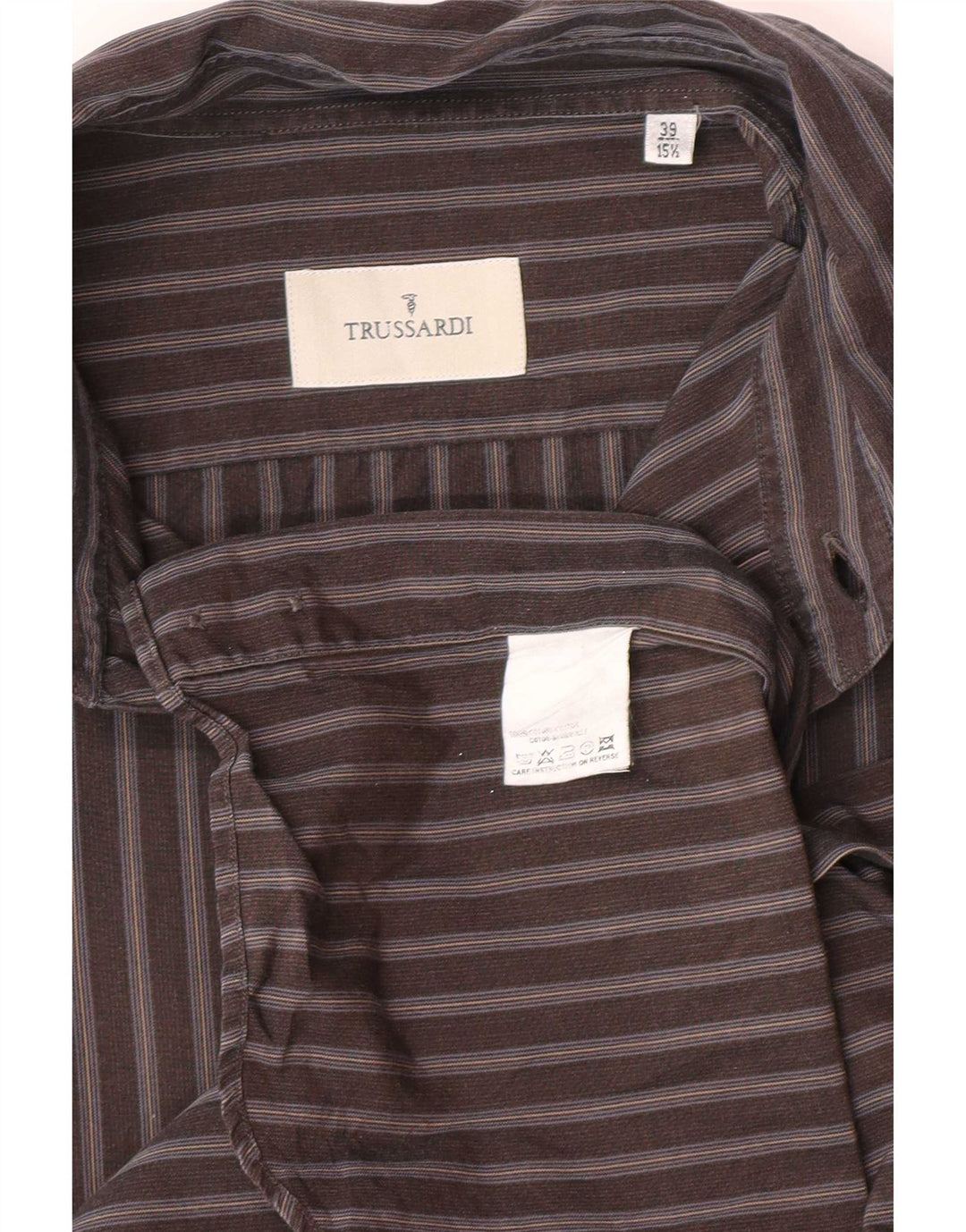 Trussardi herreskjorte str. 39 15 1/2 Mellem grå stribet bomuld