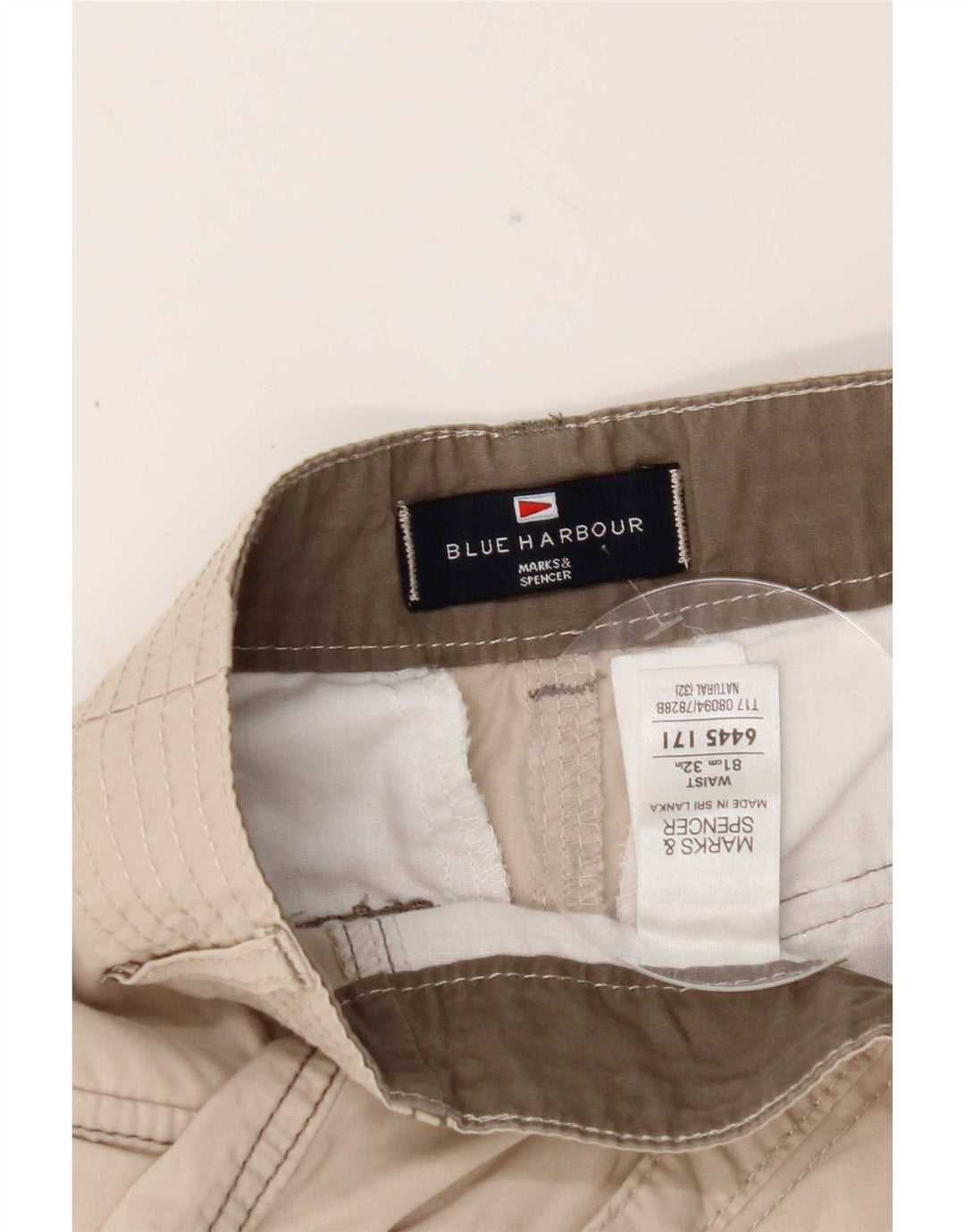 Marks & Spencer Dame Blue Harbor Cargo Shorts W32 Large Beige Bomuld