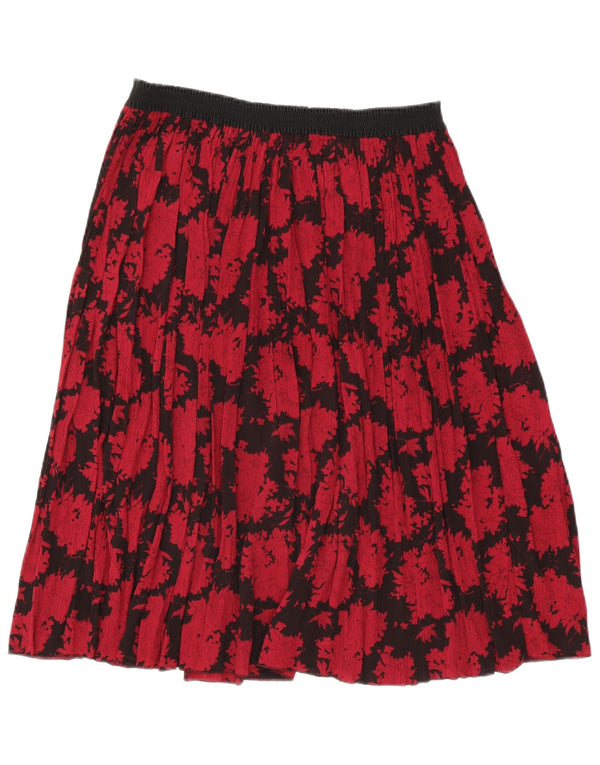 Vintage A-Line nederdel til kvinder W30 Medium Red Floral Polyester