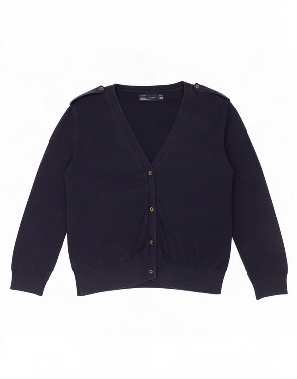 Zara Dame Military 3/4 ærmet cardigan sweater UK 14 Large Navy Blue