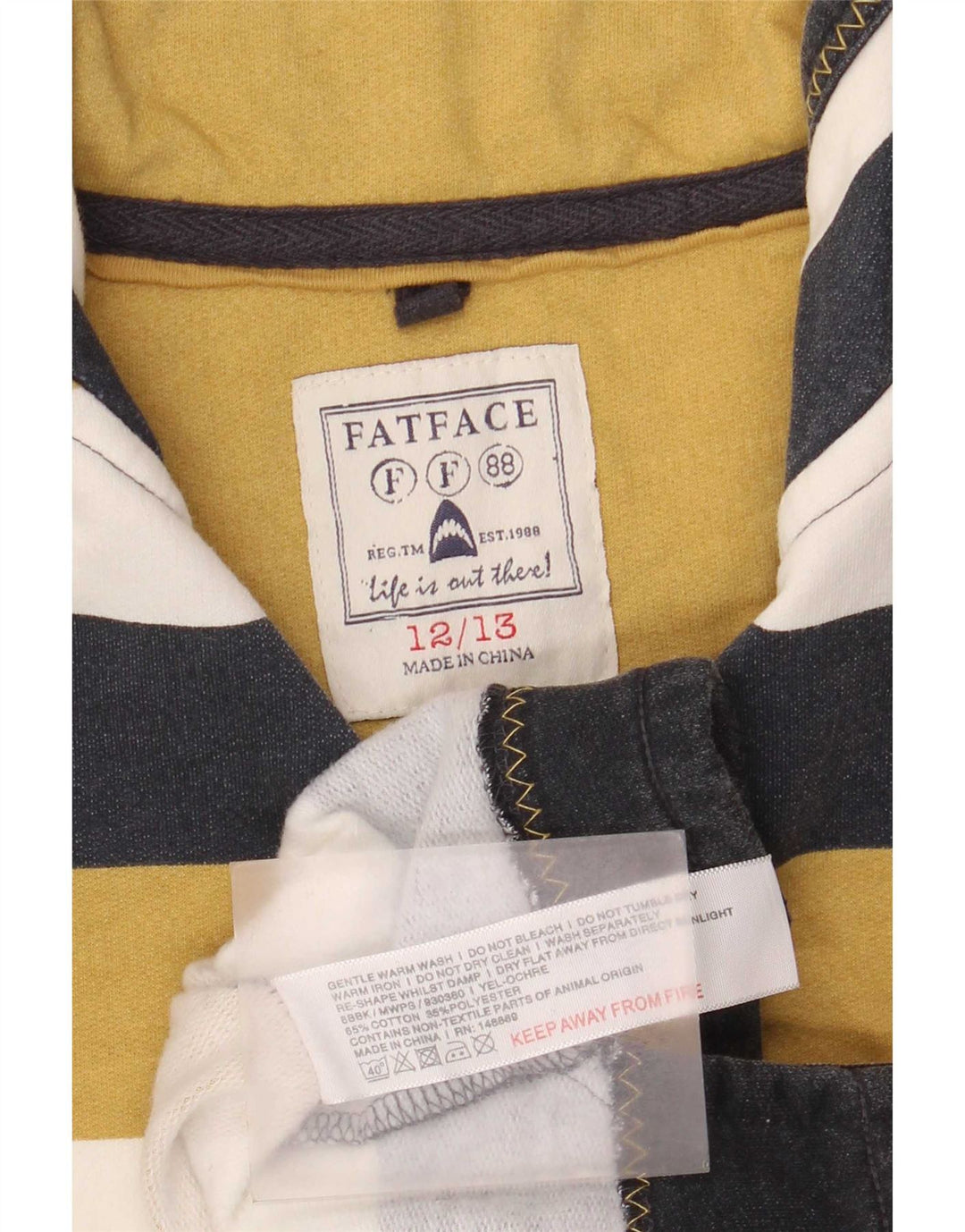 Fat Face drenge sweatshirt med lynlåshals 12-13 år Flerfarvet stribet