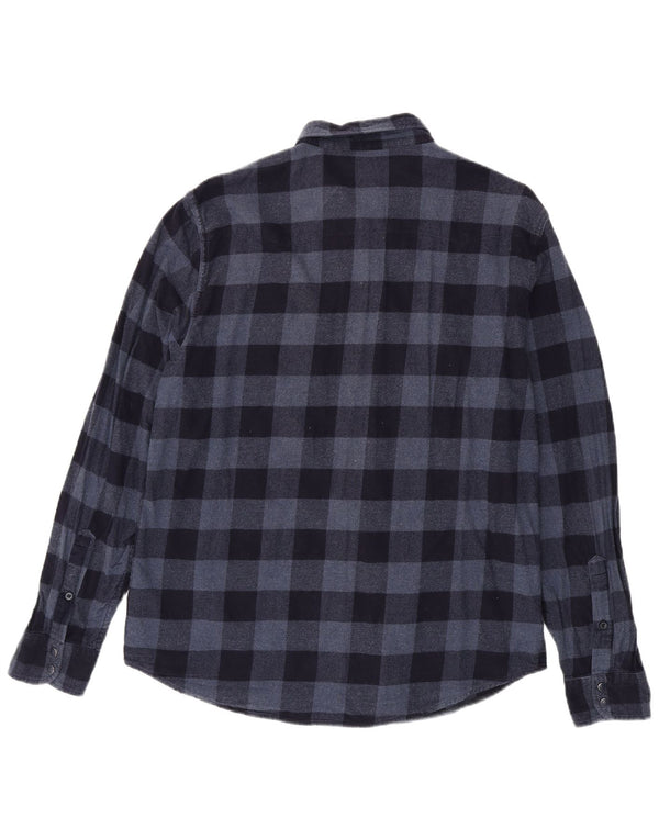 Lee Mens Regular Fit Flannel Shirt XL Navy Blue Gingham Cotton