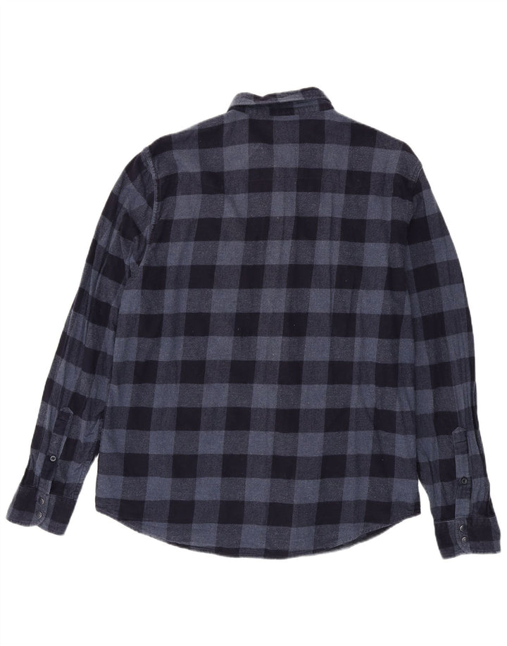 Lee Herre Regular Fit Flannel Shirt XL Navy Blue Gingham Cotton