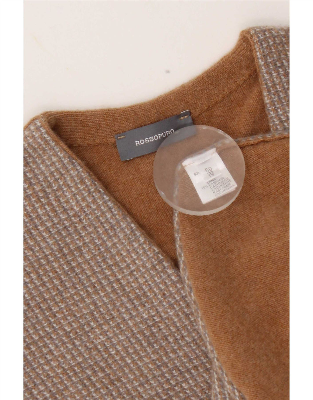 Rossopuro strikvest til mænd IT 50 Medium Beige Houndstooth Uld