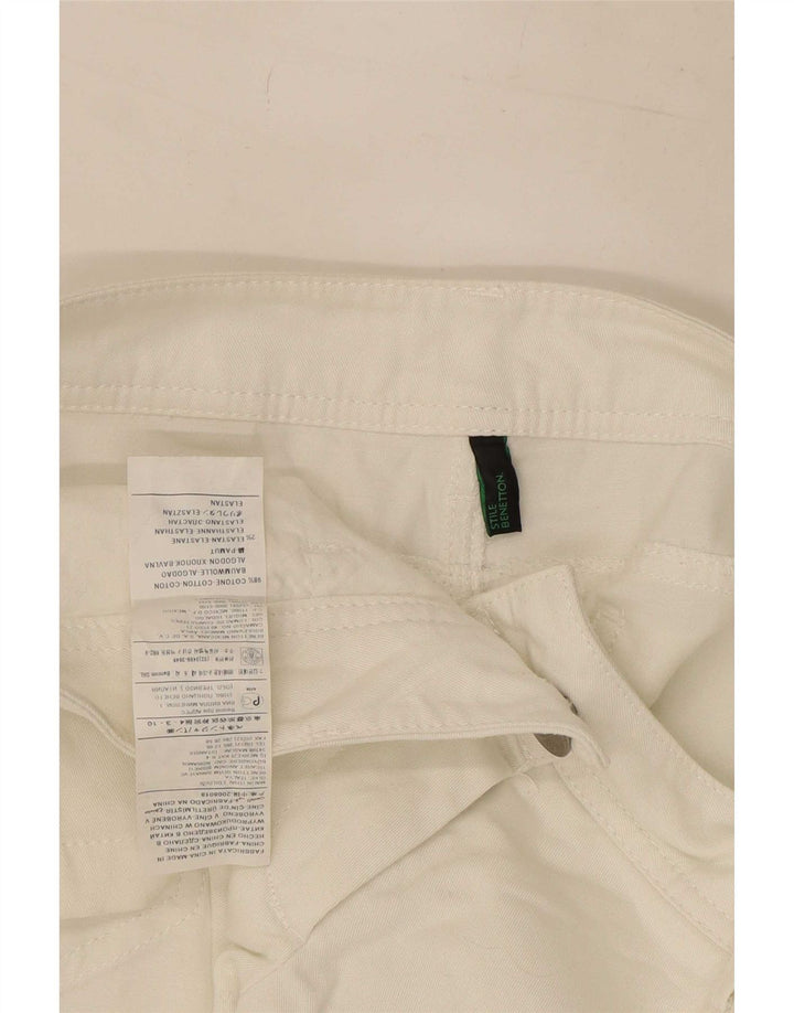 Benetton Dame Hot Pants IT 42 Medium W32 Hvid Bomuld
