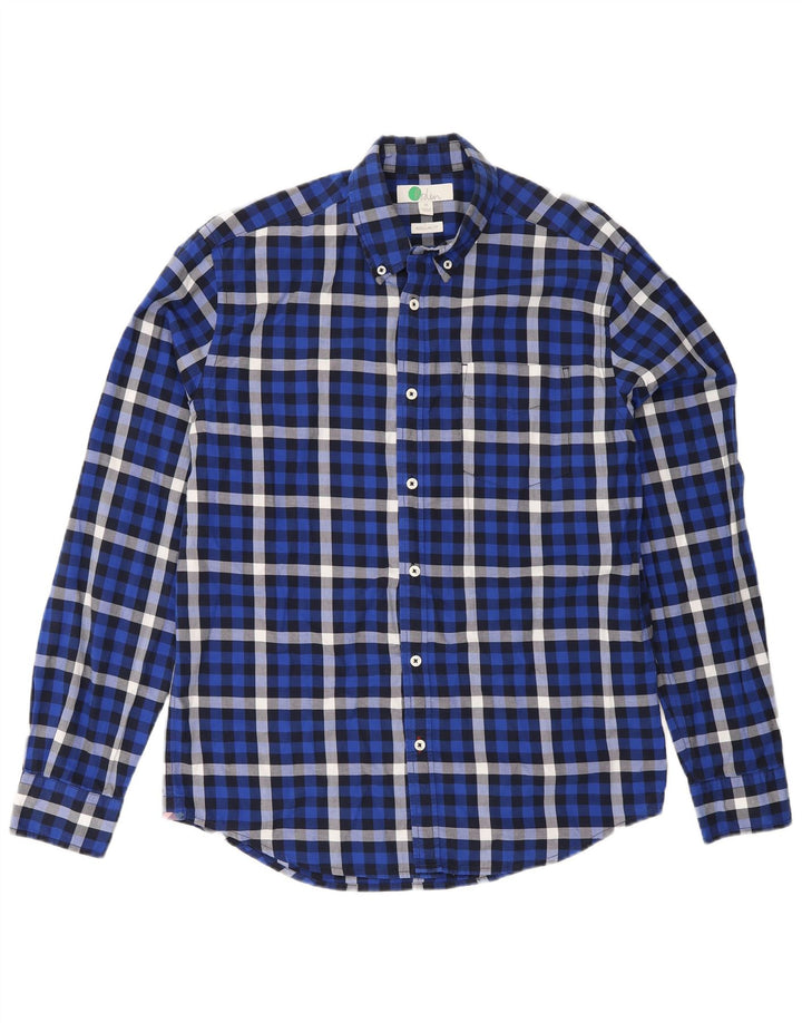 Boden Herre Regular Fit Flanellskjorte Medium Blue Ternet Bomuld