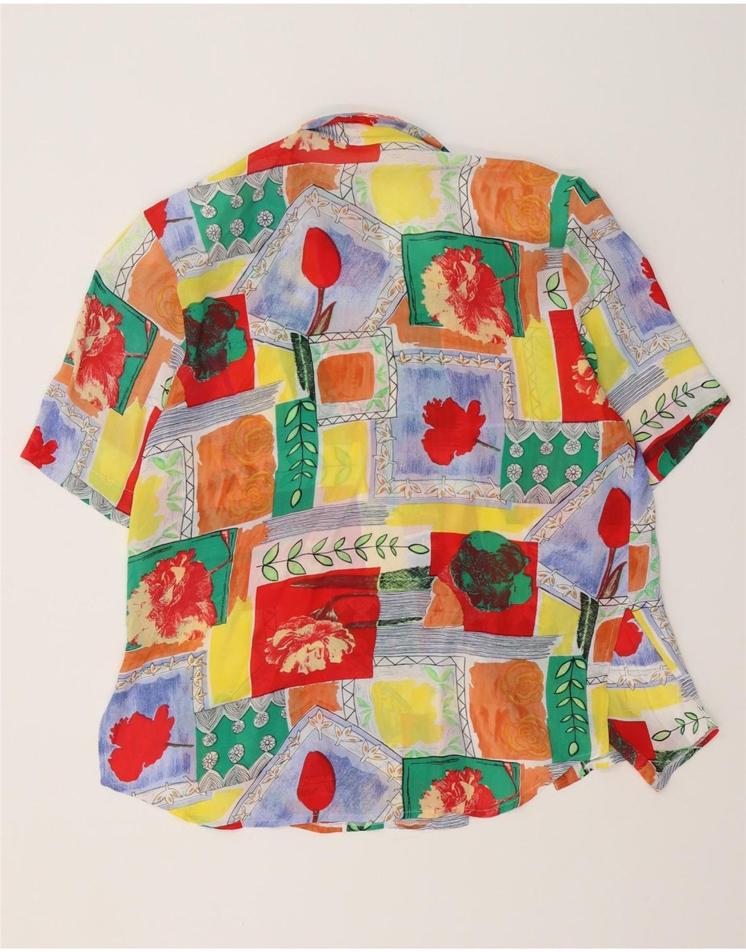 Vintage Dame Longline Shirt Bluse EU 40 Medium Multicolored Viscose