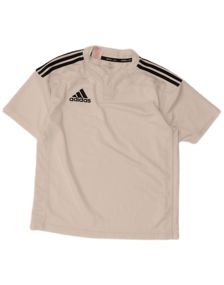 ADIDAS Boys T-Shirt Top 15-16 Years White Polyester