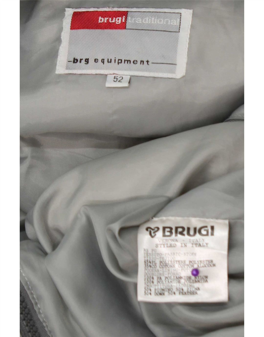 Brugi Herre hættepolstret jakke IT 52 XL Grå Polyester