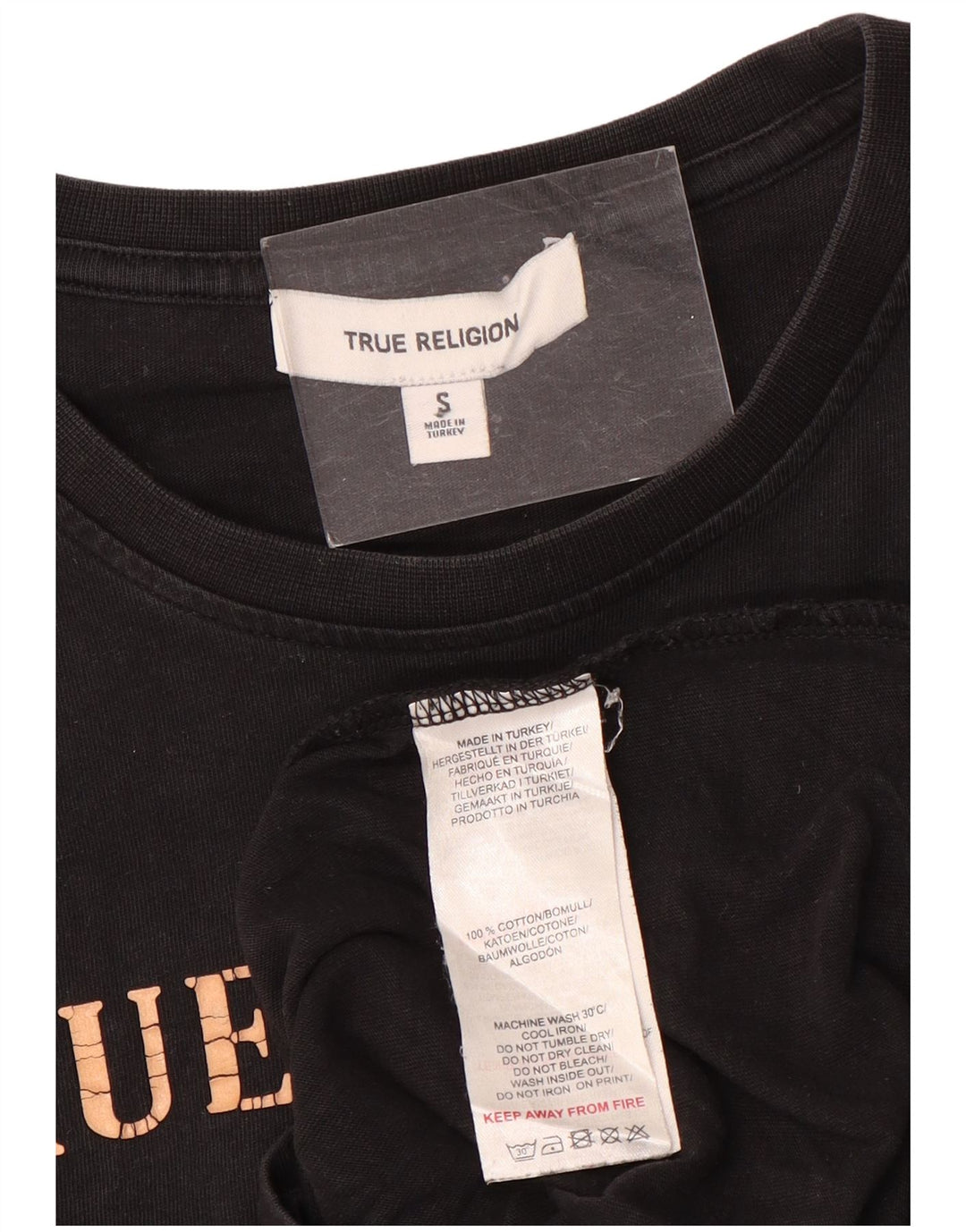 True Religion Herre grafisk T-shirt Top Lille sort bomuld