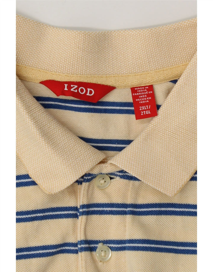 Izod høj poloshirt til mænd 2XL beige stribet bomuld