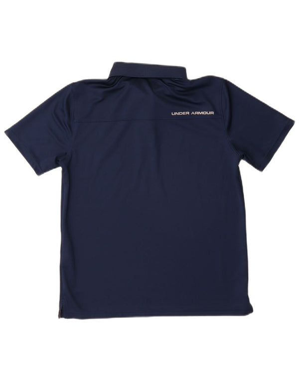 UNDER ARMOUR Boys Heat Gear Polo Shirt 11-12 Years Large Navy Blue