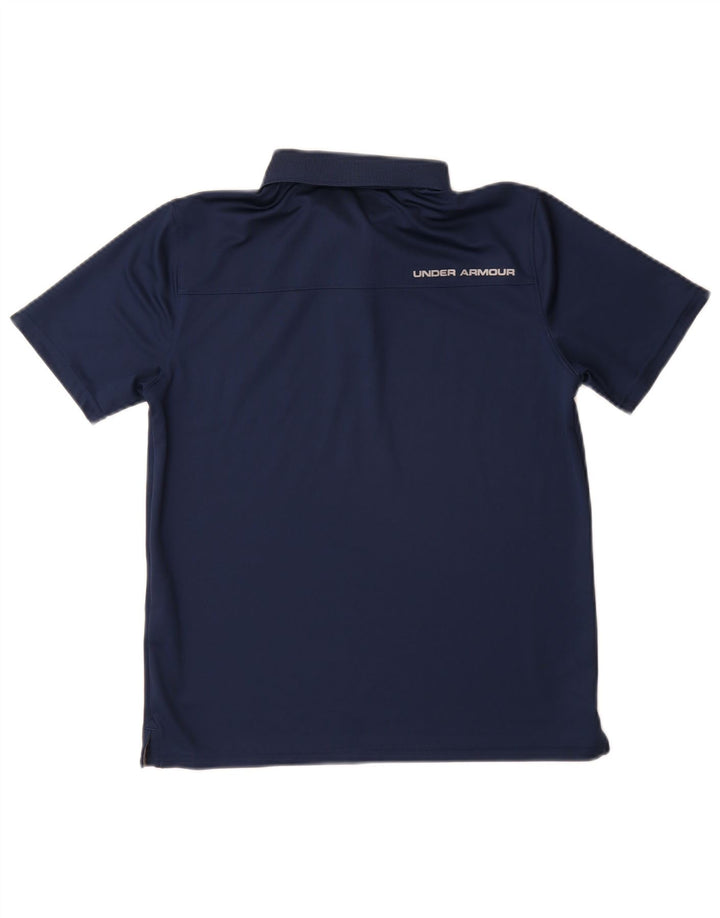 UNDER ARMOUR Boys Heat Gear Polo Shirt 11-12 Years Large Navy Blue