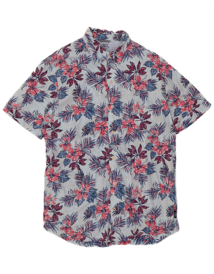 Izod Herre Saltvand Kortærmet skjorte Medium Blue Floral Bomuld