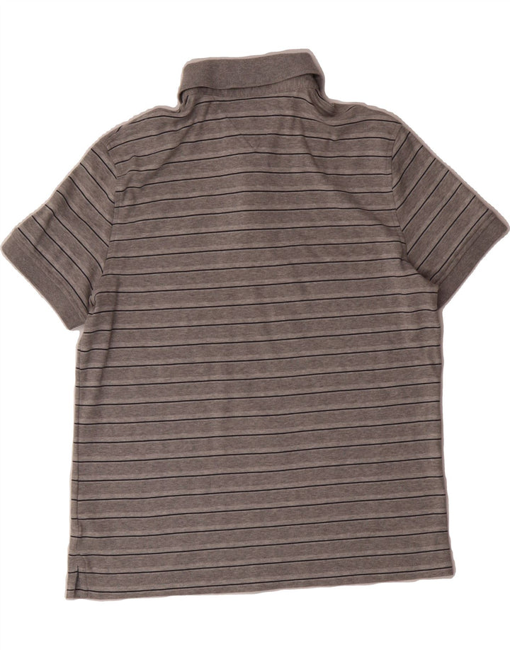 TOMMY HILFIGER Mens Polo Shirt Medium Grey Striped Cotton Vintage Tommy Hilfiger and Second-Hand Tommy Hilfiger from Messina Hembry 
