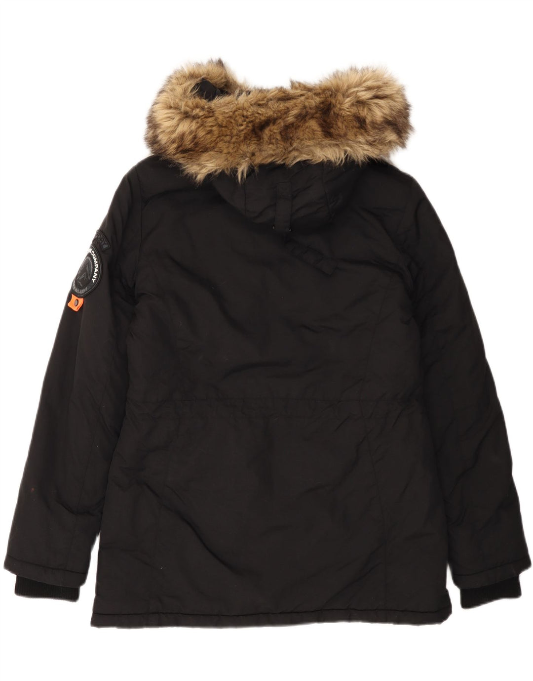 Superdry Parkajakke med hætte til kvinder UK 12 Medium Sort Nylon