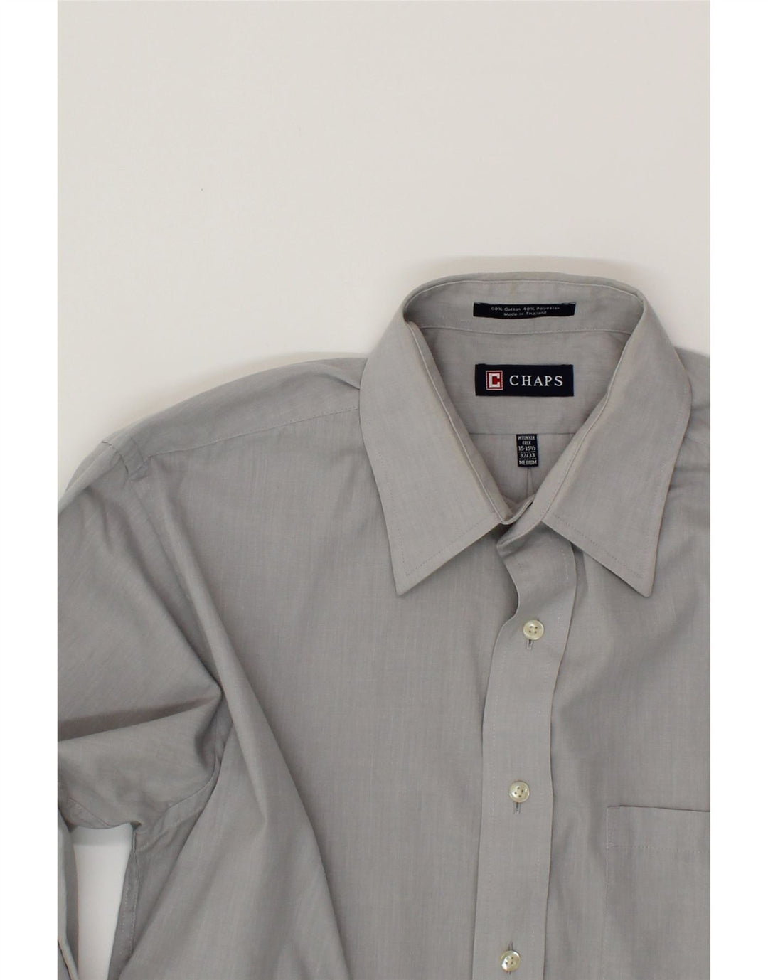 CHAPS Mens Shirt Size 15 1/2 Medium Grey Cotton Vintage Chaps and Second-Hand Chaps from Messina Hembry 